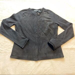 Theory Dorynth Ether Suede Front Moto Jacket Size Medium.